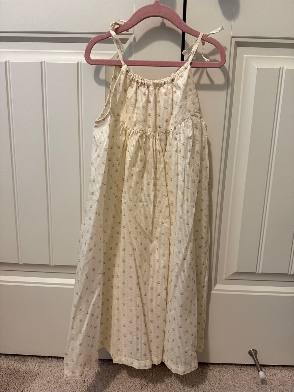 Girls' Cream Floral Tie-Shoulder Swim Coverup Dress